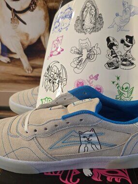 Lakai Footwear Cambridge RIPNDIP Lord Nermal Cat Grey Skateboard Sneakers Sz 10